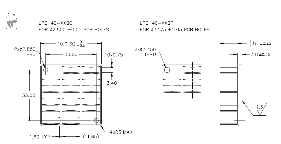 Heatsink dimension