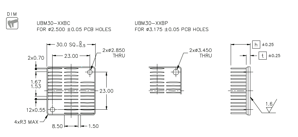 Heatsink dimension