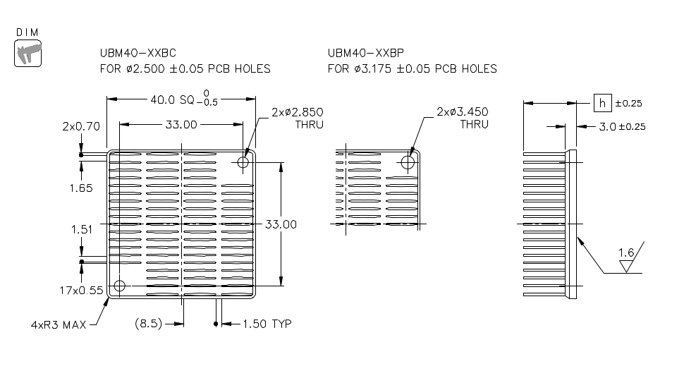 Heatsink dimension